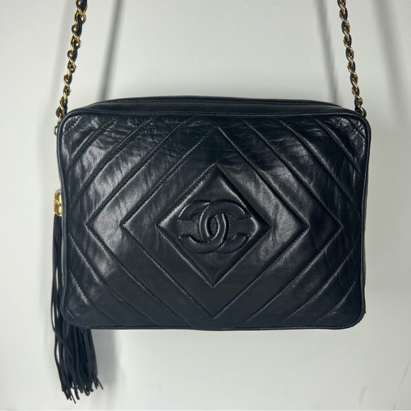 Chanel Black Lambskin Leather CC Quilted Camera Chain Crossbody Bag - Picture 16 of 17